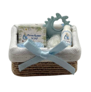 Annemieke Design Peter Rabbit Geschenkmand Blauw Poppenhuisminiatuur