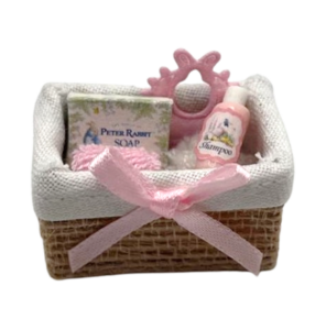 Annemieke Design Peter Rabbit Geschenkmand Roze Poppenhuisminiatuur